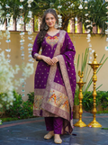 Art Silk Jacquard Designer Kurti Pant Set with Rich Dupatta