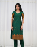 Elegant Green Silk Kurta Set with Zari Work & Dupatta | Festive Ethnic Wear for Women
