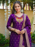 Art Silk Jacquard Designer Kurti Pant Set with Rich Dupatta