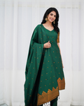 Elegant Green Silk Kurta Set with Zari Work & Dupatta | Festive Ethnic Wear for Women