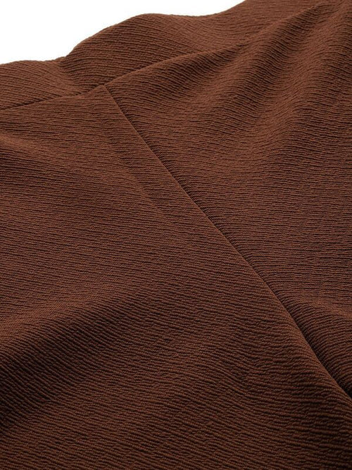 Elegant Brown Co-ord Set for Women | Full Sleeve Top & Wide Leg Pants