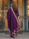 Luxury Purple Art Silk Jacquard Suit Set with Dupatta | Designer Ethnic Wear for Women