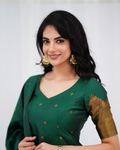 Elegant Green Silk Kurta Set with Zari Work & Dupatta | Festive Ethnic Wear for Women