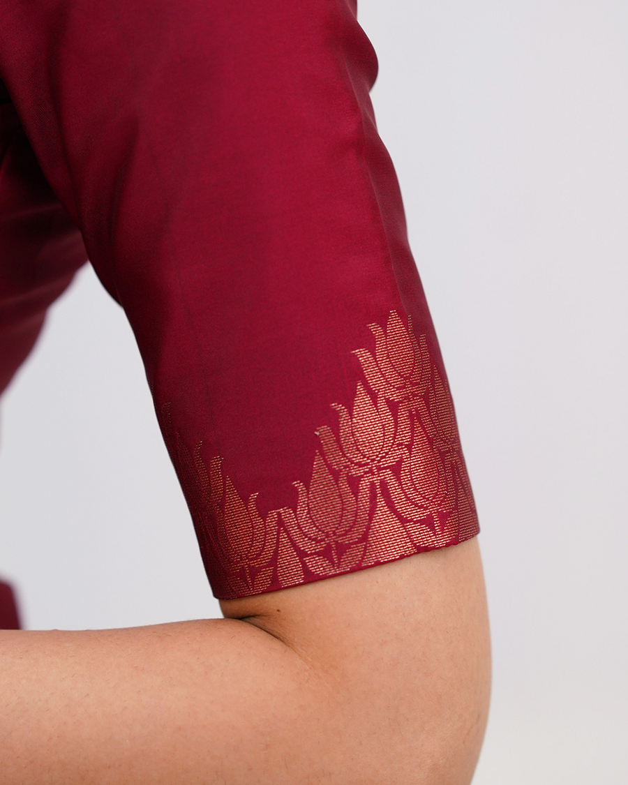 Elegant Maroon Silk Kurta Set with Zari Work & Dupatta | Festive Ethnic Wear for Women