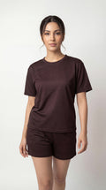 Ultra Soft Women’s Night Suit Set – Comfortable Half Sleeve T-Shirt & Shorts (Brown Lounge Sleepwear)