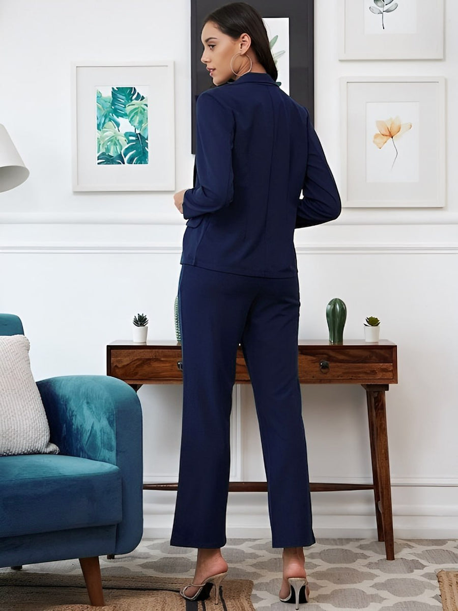 Elegant Blue Pantsuit Set for Women | Premium Formal Co-ord Outfit