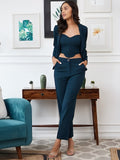 Trendy Teal Pantsuit Set | Women’s Stylish Formal Co-ord Wear