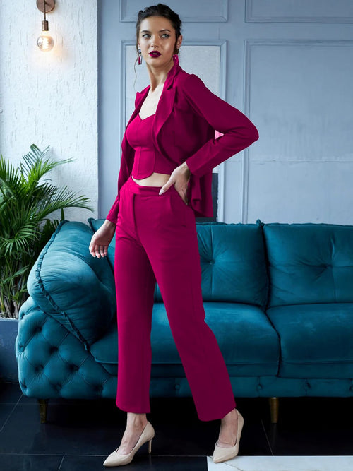Modern Magenta Pantsuit Set | Stylish Party Wear Co-ord for Women