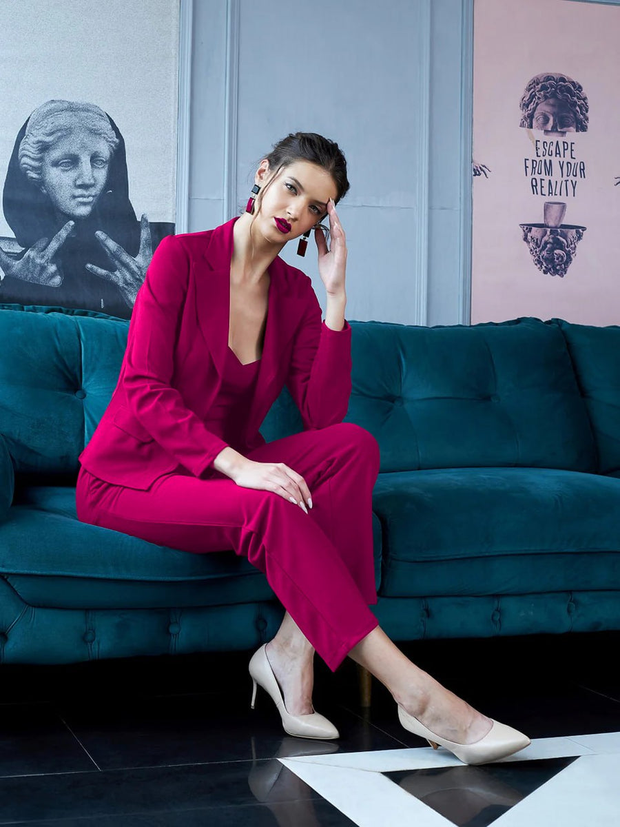 Modern Magenta Pantsuit Set | Stylish Party Wear Co-ord for Women