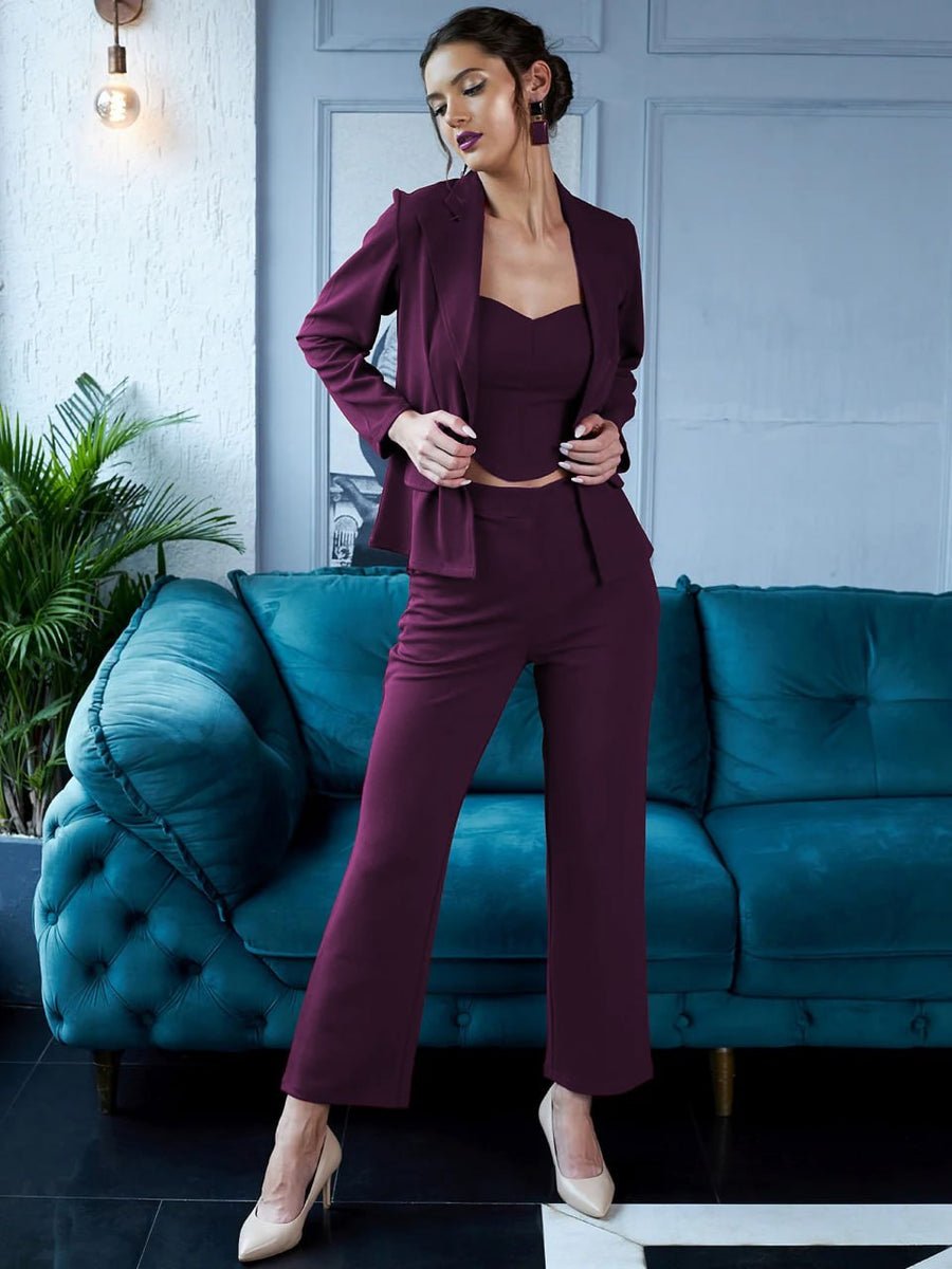 Sophisticated Burgundy Pantsuit | Women’s Premium Co-ord Outfit