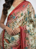 Designer Cream & Red Dola Silk Digital Print Lehenga Choli with Dupatta | Elegant Festive & Wedding Wear Lehenga Set