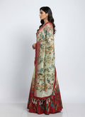 Designer Cream & Red Dola Silk Digital Print Lehenga Choli with Dupatta | Elegant Festive & Wedding Wear Lehenga Set