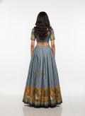 Grey Dola Silk Lehenga Choli Set | Digital Print Dupatta | Navratri Garba Outfit Women | Indian Wedding Festive Ethnic Wear