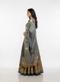 Grey Dola Silk Lehenga Choli Set | Digital Print Dupatta | Navratri Garba Outfit Women | Indian Wedding Festive Ethnic Wear