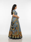 Grey Dola Silk Lehenga Choli Set | Digital Print Dupatta | Navratri Garba Outfit Women | Indian Wedding Festive Ethnic Wear