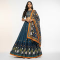 Teal Blue Dola Silk Lehenga Choli with Printed Dupatta, Indian Wedding Lehenga, Designer Ethnic Wear for Women, Festive Lehenga Set