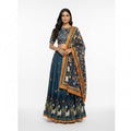 Teal Blue Dola Silk Lehenga Choli with Printed Dupatta, Indian Wedding Lehenga, Designer Ethnic Wear for Women, Festive Lehenga Set