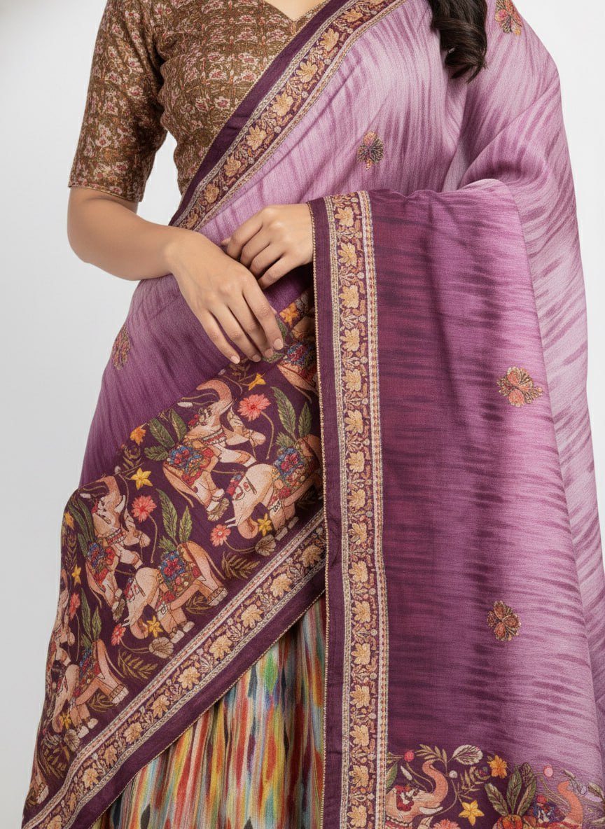 Purple Dola Silk Lehenga Choli Set | Printed Dupatta | Navratri Garba Outfit Women | Indian Wedding Festive Ethnic Wear