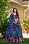 Pure Dolla Silk Chaniya Choli with Vibrant Foil Print & Contrast Dupatta