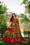Pure Dolla Silk Chaniya Choli with Vibrant Foil Print & Contrast Dupatta
