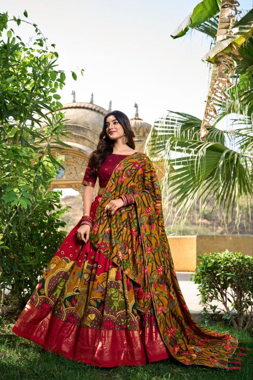Pure Dolla Silk Chaniya Choli with Vibrant Foil Print & Contrast Dupatta