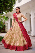 Beige & Red Lehenga Choli Set | Navratri Chaniya Choli | Traditional Garba Outfit | Indian Ethnic Wear | Festive Wedding Lehenga for Women