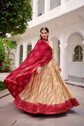 Beige & Red Lehenga Choli Set | Navratri Chaniya Choli | Traditional Garba Outfit | Indian Ethnic Wear | Festive Wedding Lehenga for Women