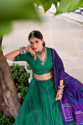 Green Purple Dolla Silk Lehenga Choli Set | Foil Print Ethnic Festive Wear