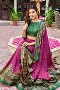 Wine & Green Lehenga Choli Set in Pure Dolla Silk | Navratri Chaniya Choli | Traditional Garba Outfit | Indian Ethnic Festive Wear for Women