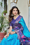 Teal Blue & Purple Dolla Silk Chaniya Choli Set | Navratri Lehenga Choli | Foil Print Lehenga | Indian Traditional Wear