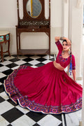 Wine Red Navratri Lehenga Choli Set | Traditional Gujarati Chaniya Choli | Embroidered Garba Outfit | Indian Festive Wear with Dupatta