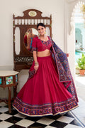 Wine Red Navratri Lehenga Choli Set | Traditional Gujarati Chaniya Choli | Embroidered Garba Outfit | Indian Festive Wear with Dupatta