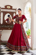 Wine Red Navratri Lehenga Choli Set | Traditional Gujarati Chaniya Choli | Embroidered Garba Outfit | Indian Festive Wear with Dupatta