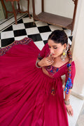 Wine Red Navratri Lehenga Choli Set | Traditional Gujarati Chaniya Choli | Embroidered Garba Outfit | Indian Festive Wear with Dupatta