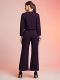Classy Plum Co-ord Set for Women | Crop Top & High Waist Pants