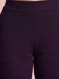 Classy Plum Co-ord Set for Women | Crop Top & High Waist Pants