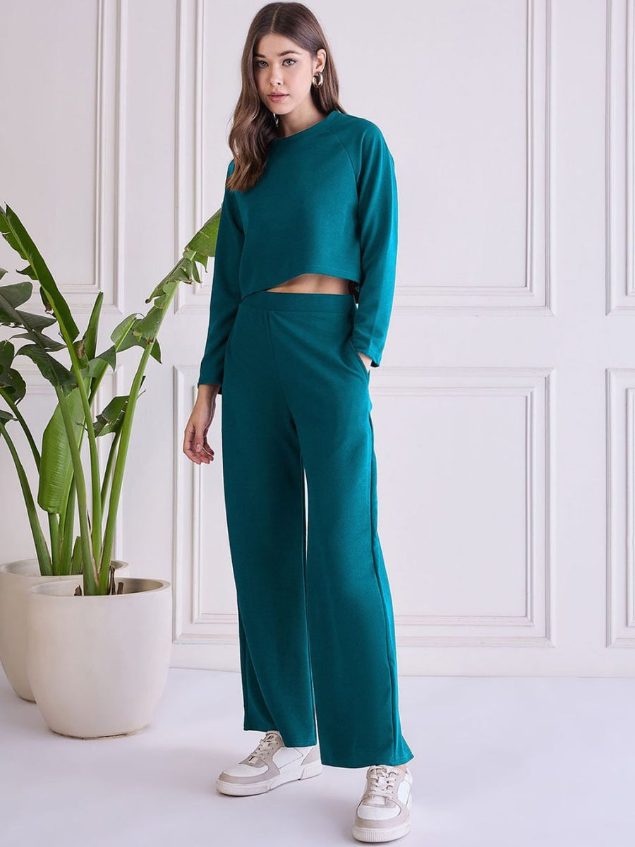 Premium Teal Co-ord Set | Modern Top & Straight Fit Bottoms