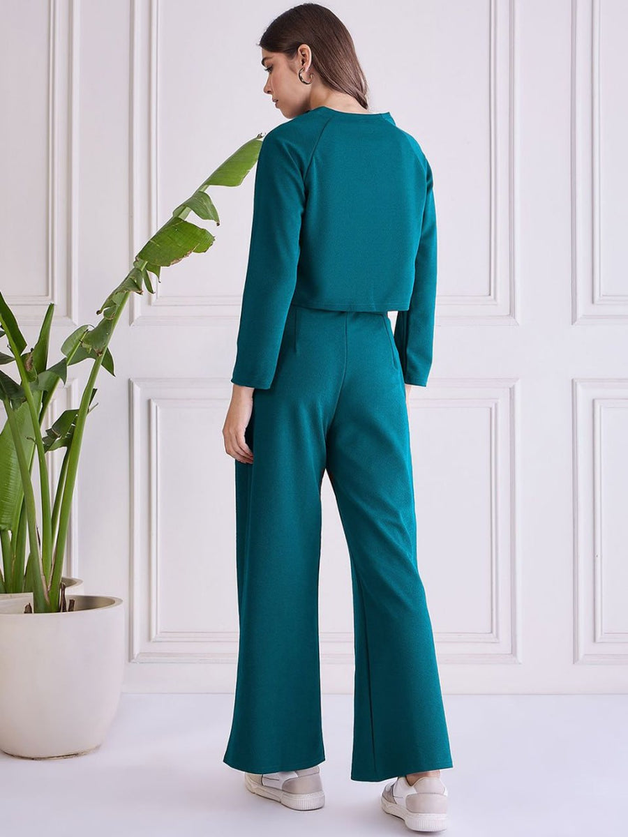 Premium Teal Co-ord Set | Modern Top & Straight Fit Bottoms