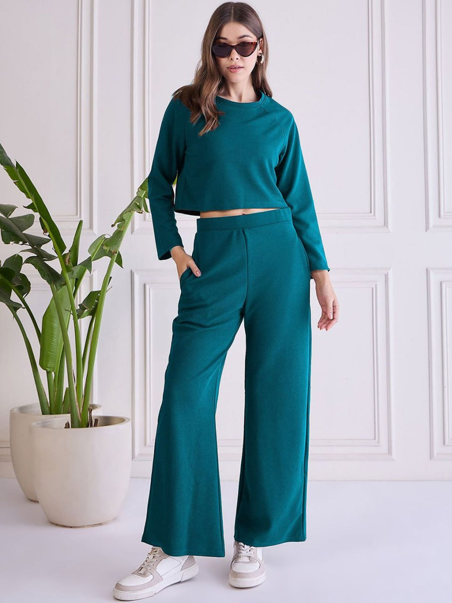 Premium Teal Co-ord Set | Modern Top & Straight Fit Bottoms