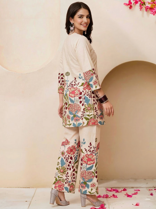 Khadi Cotton Printed Kurti with Palazzo Set