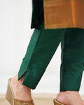 Elegant Green Silk Kurta Set with Zari Work & Dupatta | Festive Ethnic Wear for Women