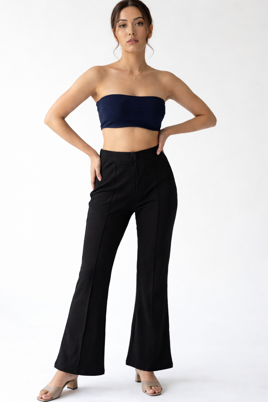 Premium High-Waisted Black Flare Pants for Women – Tailored Fit | Elegant Formal & Casual Wear