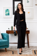 Elegant Chic Black Pantsuit Set for Women | Premium Formal Co-ord Outfit