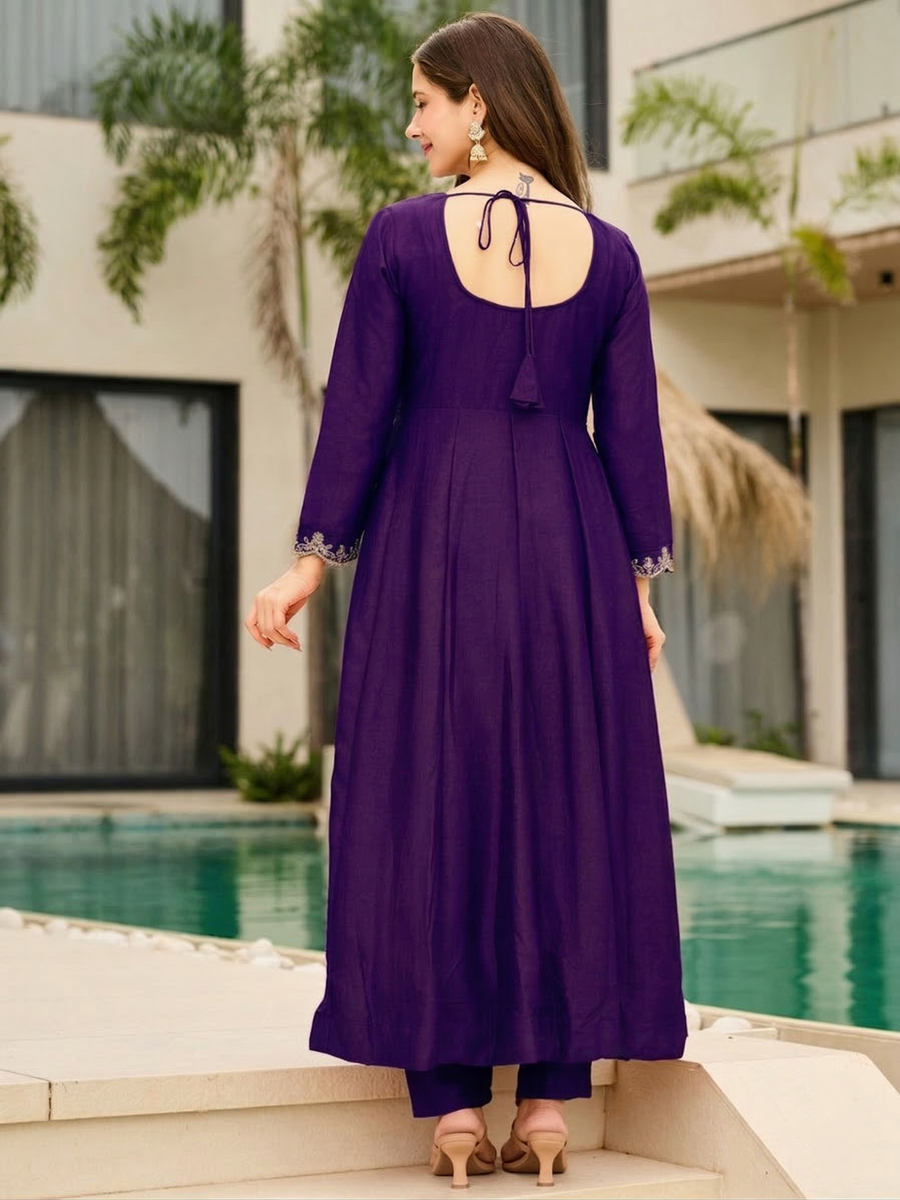 Embroidered Anarkali Kurti Set with Dupatta