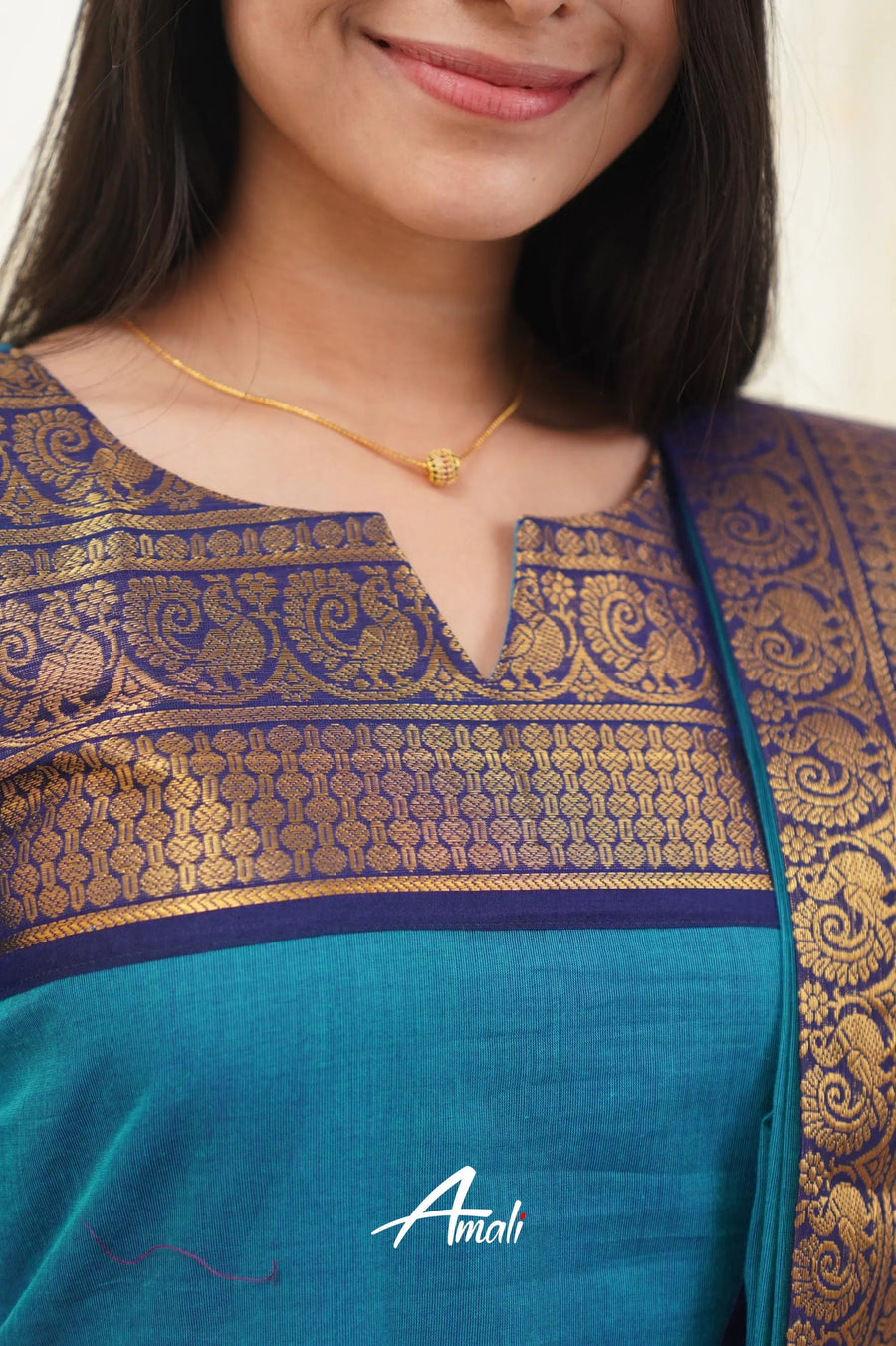 Elegant Teal Kanchi Cotton Kurta Set with Dupatta | Traditional Ethnic Wear for Women