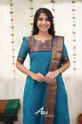 Elegant Teal Kanchi Cotton Kurta Set with Dupatta | Traditional Ethnic Wear for Women