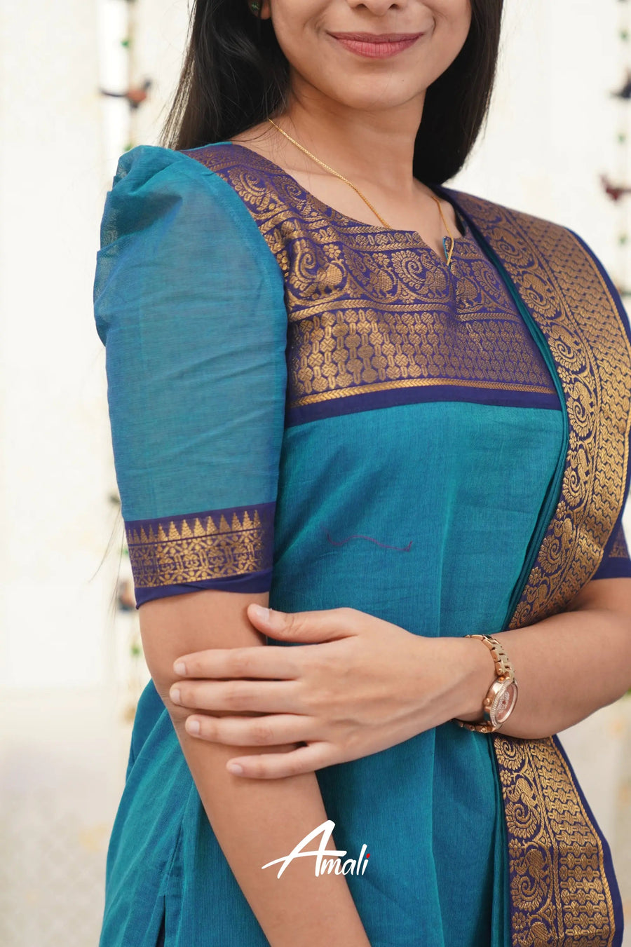 Elegant Teal Kanchi Cotton Kurta Set with Dupatta | Traditional Ethnic Wear for Women